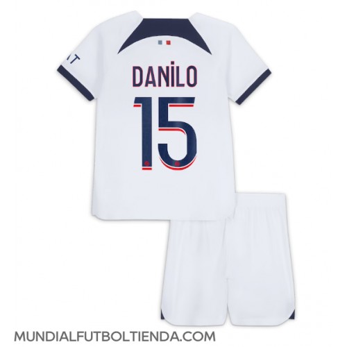 Camiseta Paris Saint-Germain Danilo Pereira #15 Segunda Equipación Replica 2023-24 para niños mangas cortas (+ Pantalones cortos)